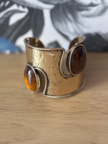 Boho chunky hammered gold - boho, cuff