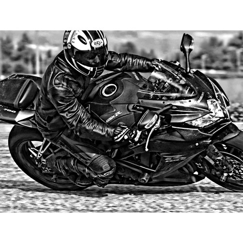 Black white motorcycle - black,