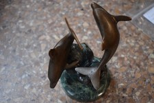 Bronzed Dolphin figure on Marble or serpetine base