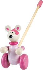 Pink Mouse Wooden Push Along