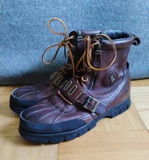 Polo Ralph Lauren Andres III Boots Brown Men Size 15 D Leather Buckle Side Zip