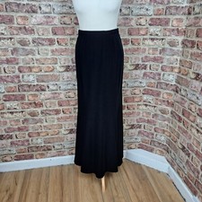 Vintage Black Velvet Maxi Skirt UK 12 14 Stretch Full Length Goth Boho Vera Mont