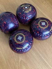 Drakes Pride professional bowls size 1 Heavy (Set of 4) in purple/ red