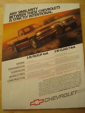 CHEVROLET S-10 PICK-UP 4X4 S-10 CLASS 7 4X4 VEHICLES 1986 ADVERT A4 SIZE FILE 21