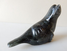 Seal Figurine Hand Carved from Argillite by Ross Parkinson, Canada, 3 1/2" Long