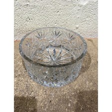 VTG Starburst Cut Crystal Glass Fruit Bowl Mid-Century Modern Decorative Piece