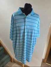 Woodworm Golf Turquoise Stripe Polo Shirt Size Medium