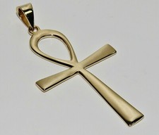 9ct Gold on Silver ANKH Cross Pendant - Large Size