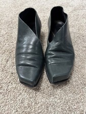 VTG Cydwoq Shoes Womens Gray Black Leather Flats Handmade In The USA Slip On 40