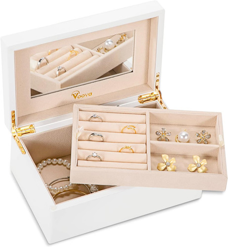 Wooden jewellery box organiser - wooden,