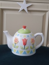 Rayware Colourful Happy Ceramic Teapot with Floral Design - Lid - 24cm Wide