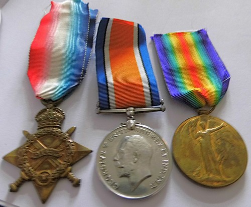 Ww1 star trio medals pte - ww1, 14-15