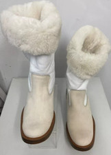 women's Nicole Farhi white leather with faux fur boots size 39 u New without box