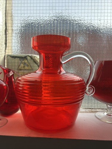 Red glass jug cleopatra - jug,,