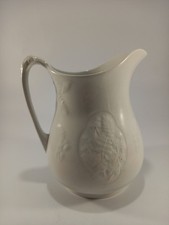 J&G Meakin Sol Ironstone China White Embossed Fern Pattern Antique Jug