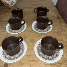 Vintage Hostess Tableware Retro 4 Cups & Saucers, Milk Jug & Sugar Bowl