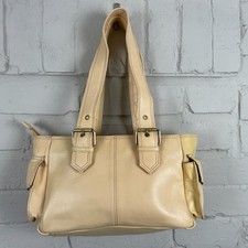 Joshua Taylor Shoulder Bag Womens Pale Yellow Medium Zip Closure Side Pockets