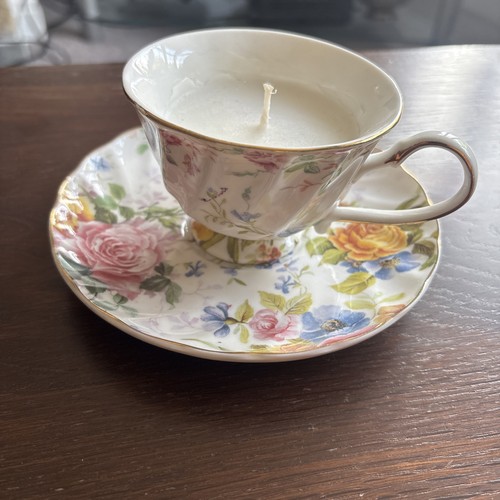 Vintage style teacup candle - vintage,
