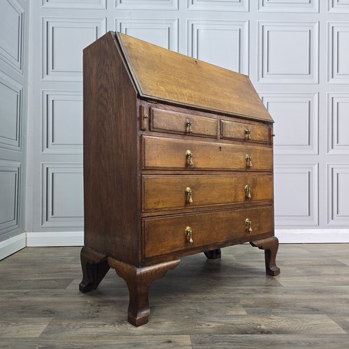 Antique oak bureau writing - bureau,
