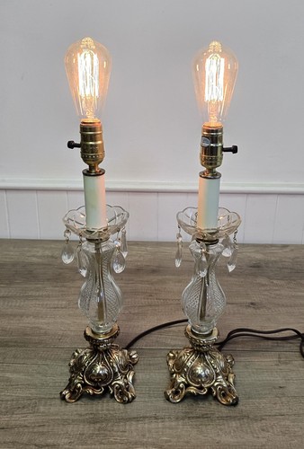 Vintage pair crystal table - pair,