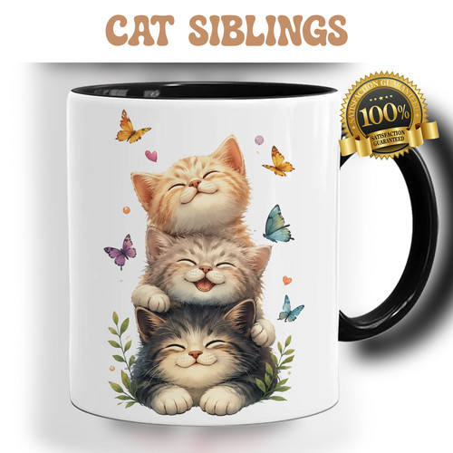 Cat siblings colour mug cute - mug,