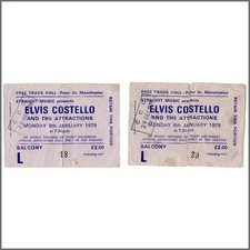 Elvis Costello Free Trade Hall Manchester 1979 Concert Ticket Stubs (UK)