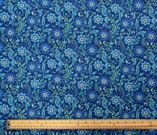 Blue Floral Cotton Fabric