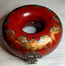 Vintage Chinese Oriental  Doughnut Shaped Necklace Jewellery Box 