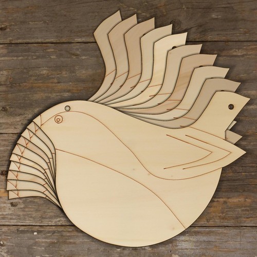 10x wooden robin flying bird - 10x,