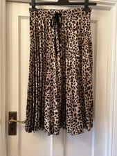 Zara Silky Animal Print Pleated Midi Skirt, Large