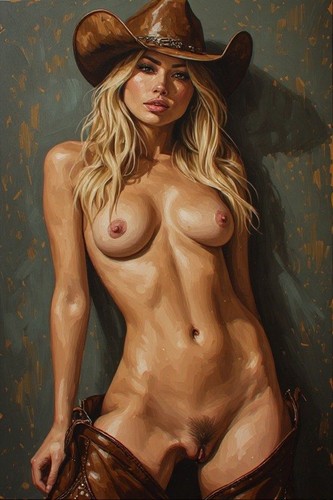 Sexy nude cowgirl wearing - nude,