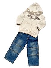 Boys Calvin Klein Elasticated Jeans Full Zip Cream Hoodie Outfit Set 4 Years 4T