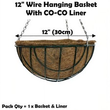 12" Wire Hanging Basket + Coco