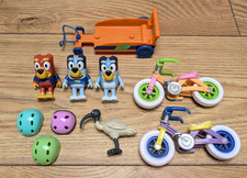 Bluey, Rusty & Bin Chicken Figures with Go-Kart, Bicycles & Helmets Playset Toy