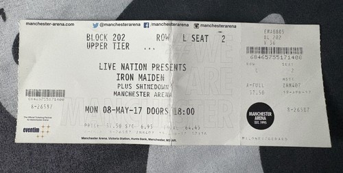 Iron maiden concert ticket - iron,
