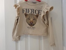 i love girlswear cropped sweatshirt fierce leopard age 6 years