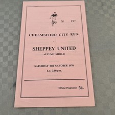 Chelmsford Res V Sheppey Utd Met League Autumn Shield 10/10/1970