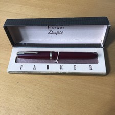 Vintage Parker Duofold Burgundy Red Fountain Pen 14k Gold Nib N C1950s Used +Box
