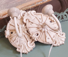 NEW French Vintage CREAM Wall Door Coat Towel HOOKS Shabby Chic Metal Rustic
