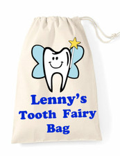 Personalised First Tooth Fairy Bag Childrens Mini Drawstring Cotton Bag Boy Girl