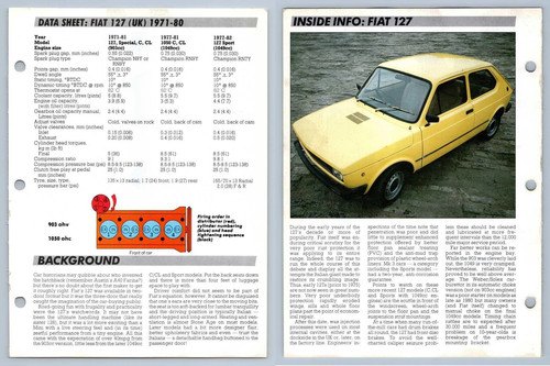 Fiat 127 data - -, sheet