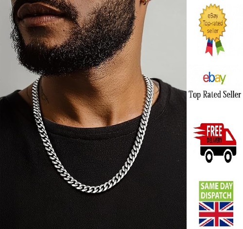 Mens silver chain necklace - silver,