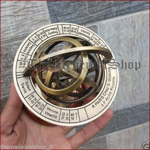 Vintage brass armillary sphere - brass,