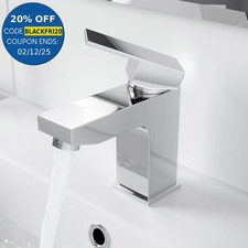 Modern Bathroom Square Mono Basin Sink Mixer Tap Lever Handle Chrome Cloakroom