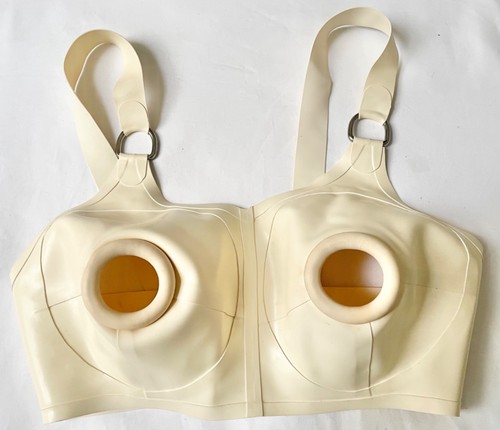 Latex white heavy rubber bra - latex,
