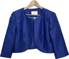 Ladies Jacques Vert Cropped Jacket Royal Blue Size 18 3/4 Sleeves BNWOT