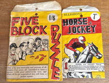  VINTAGE TRICKS & PUZZLES ELLISDONS HORSE & JOCKEY, FIVE BLOCK PUZZLE