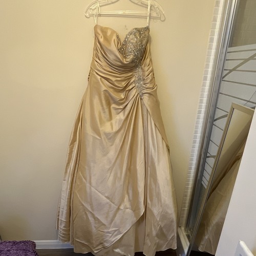 Gold ball prom dress lace - dress,