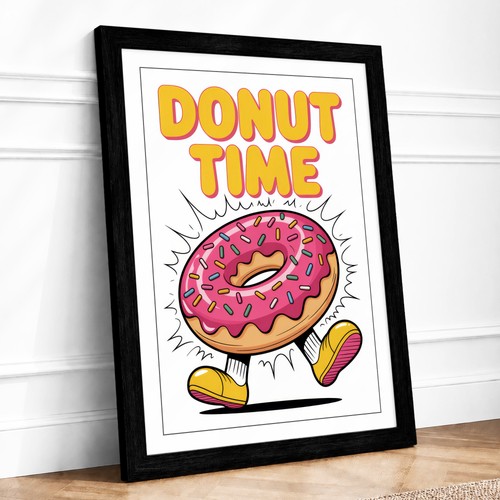 Donut time typography framed - time,
