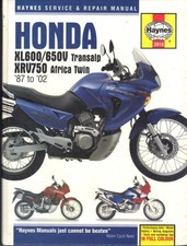 HONDA TRANSALP XL600V,XL650V,AFRICA TWIN XRV750 HAYNES MANUAL 1987-2002 HARDBACK